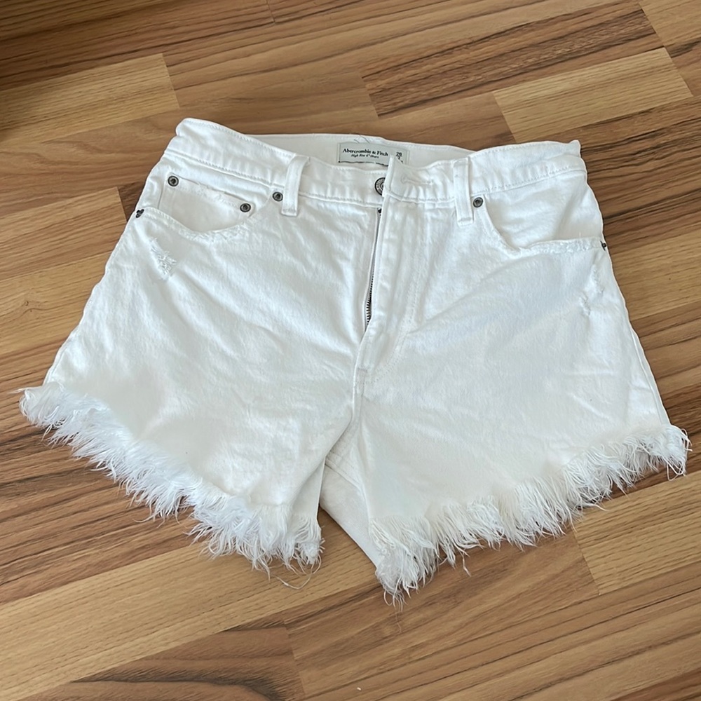 Abercrombie white denim shorts